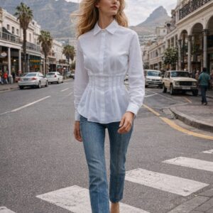 Poplin Shirt with Pleats