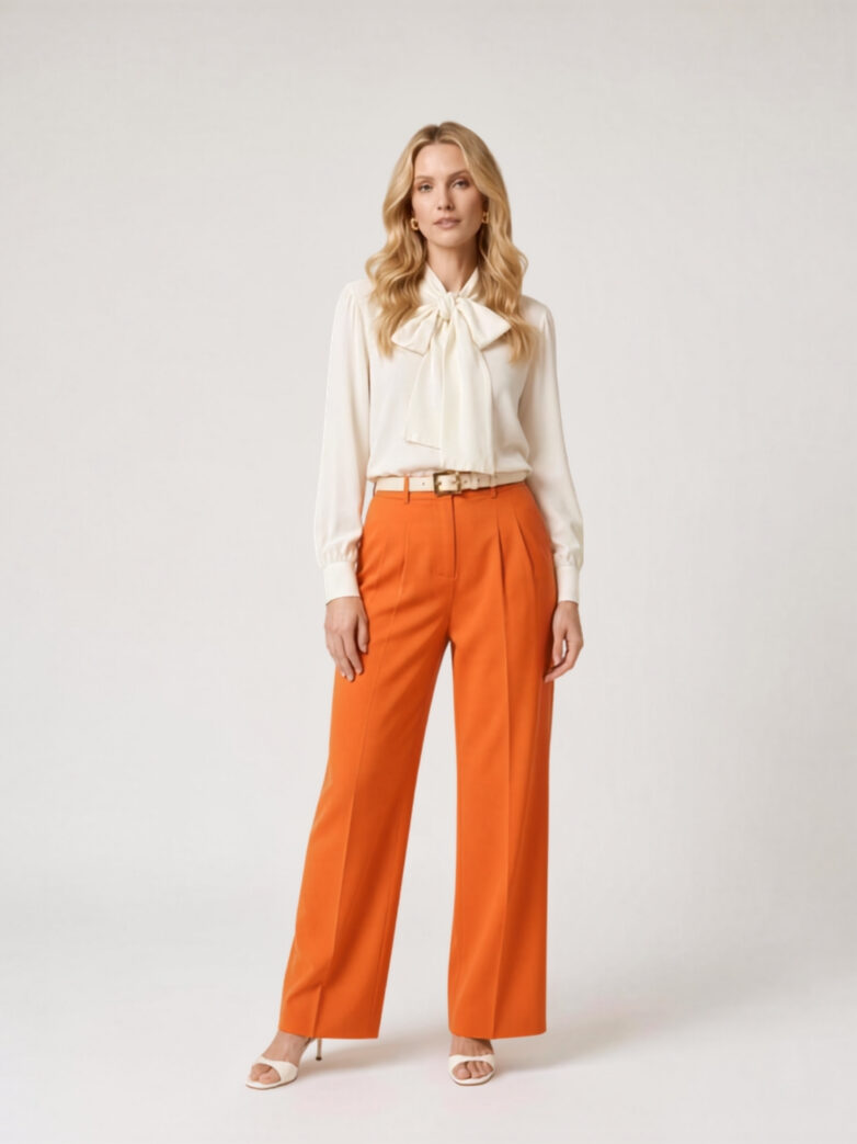 zara-orange-wide-leg-darted-trousers