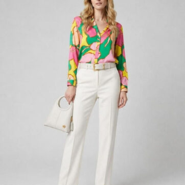 ZARA Green Multi Abstract Print Blouse